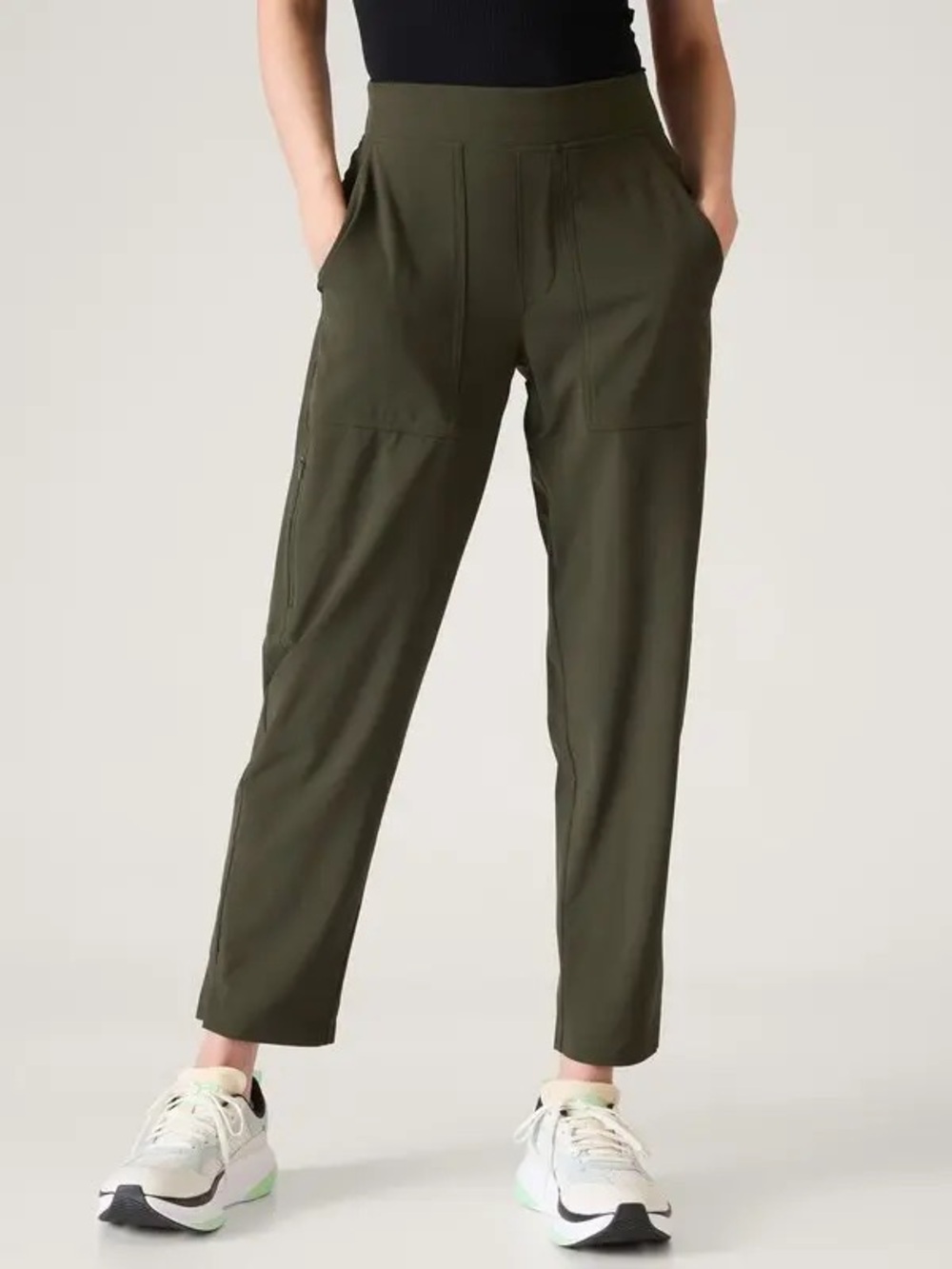 Athleta Brooklyn Mid Rise Ankle Utility Pant Aspen Olive Green Size 8